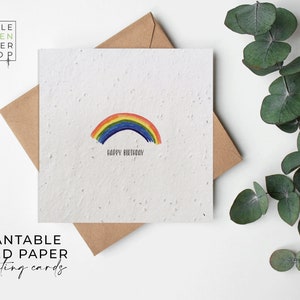 Fleurs en papier graine, cartes en papier graine, carte imprimée pour graines, cadeau jardinage respectueux de l'environnement - LGBT - joyeux anniversaire