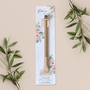 Bolígrafo para plantar con tarjeta de respaldo de papel plantable, regalo de boda, obsequio, papel de semillas biodegradable y ecológico - Rose Garden