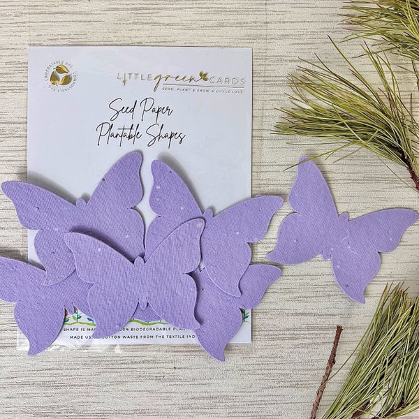 Assorted PLANTABLE seed paper SHAPES (pack of 15) Biodegradable Eco-Friendly -  Purple Butterfly