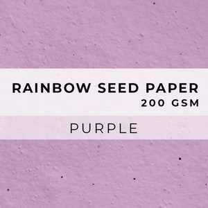 May include: Purple seed paper with the text "RAINBOW SEED PAPER 200 GSM" and "PURPLE" printed on it.