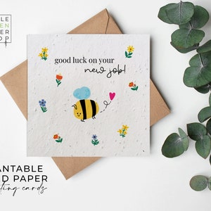 Papier de graines de FLEURS, cartes de papier de graines, carte de graines plantables de fleurs sauvages, carte de graines imprimées, cadeau de jardinage écologique - Nouvel emploi