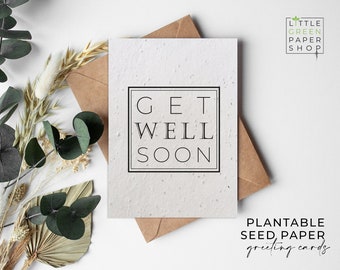 Plantable Flower Seed Paper Cards A6 - Get Well Soon - Illnes, Recovery, Friends, Family, Greeting, Gardening, Eco-friendly, Biodegradable