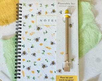 Eco-friendly Plantable Notebook and Pen Set - Bees & Blossoms! Little Green Gifts - Eco-friendly and plantable gifts that grow!