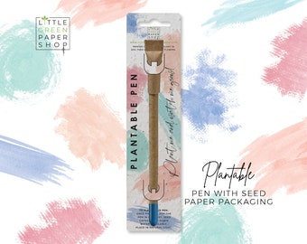 CANETA PLANTÁVEL - Caneta reciclada ecológica com sementes, enchimento para sacola de festa, plante após o uso, cultive flores silvestres, biodegradável, presente ecológico AQUARELA