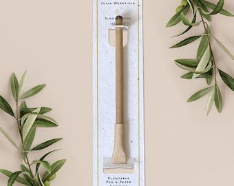 PLANTABLE PEN favour with plantable paper backing card, wedding favour, favor, gift, eco-friendly biodegradable seed paper - Classic