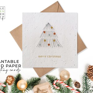 Cartes en papier de graines plantables - Joyeux et lumineux - Joyeux Noël - Noël, Amis, Famille, Salutation, Écologique, Biodégradable