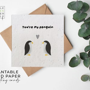 Papier pour fleurs, Cartes en papier pour graines, Carte pour graines de fleurs sauvages à planter, Cartes pour graines imprimées, Cadeau de jardinage respectueux de l'environnement - Your my penguin