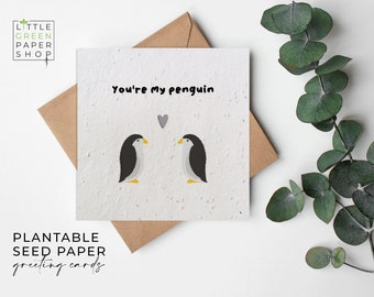 FLOWER Seed Paper, Seed Paper Cards, Wildflower Plantable Seed Card, Printed Seed Card, Eco-Friendly Gardening Gifting - Your my penguin