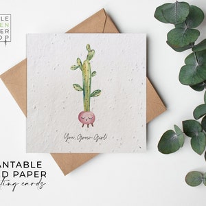 Pflanzenbare Blumen SaatpapierKarten - Go Girl - Well done, Herzlichen Glückwunsch, Spaß, Wortspiel, Witz, Freunde, Familie, umweltfreundlich, biologisch abbaubar