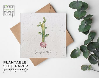 Plantable Flower Seed Paper Cards - Go Girl - Well done, Congratulations, Fun, Pun, Joke, Friends, Family, Eco-friendly,Biodegradable