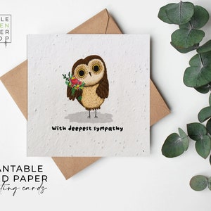 Fleurs en papier semences, cartes en papier semences, carte imprimée semences, cadeau jardinage respectueux de l'environnement - chouette sympathisante