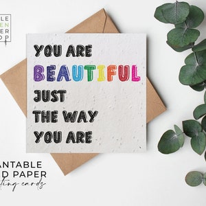 Papier de graines de FLEURS, cartes de papier de graines, carte de graines imprimées, cadeau de jardinage écologique - LGBT - Vous êtes belle