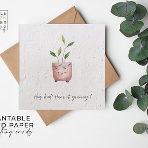 Pflanzbare Blumen-Saatpapierkarten - Hello - Greeting, Thinking of you, Pun, Joke, Friends, Family, Eco-friendly, Biologisch abbaubar