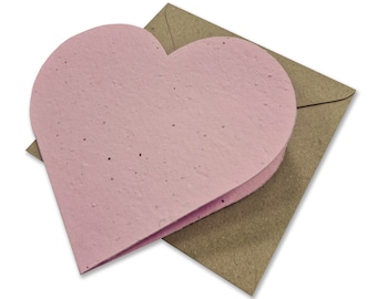 Seed Paper HEART CARDS, Mini Note Cards, Seeded Cards, plantable Seed Cards, BLANK Plantable Wildflower Seed, Mix Diy Cards With Envelopes