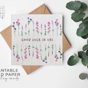 Papier de semences de fleurs, cartes de papier de semences, carte de semences imprimée, cadeau de jardinage écologique - Summertime Meadow - Good Luck Uni