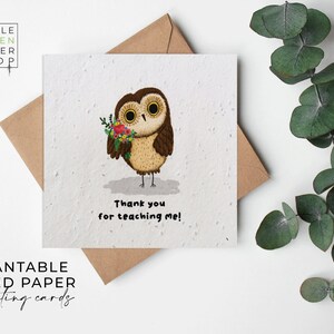 Papier de graines de FLEURS, cartes de papier de graines, carte de graines imprimées, cadeau de jardinage écologique - Merci professeur