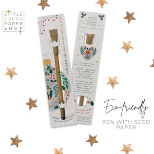 PLANTABLE PEN-Eco-vriendelijke pen met zaden, feestzakvuller, planten na gebruik, wilde bloemen kweken, eco kerstcadeau - Vrede. Liefde. Vreugde.