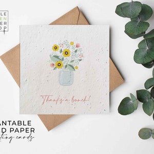 Cartes en papier de graines de fleurs plantables - Merci - Félicitations, Amis, Famille, Salutations, Jardinage, Écologique, Biodégradable