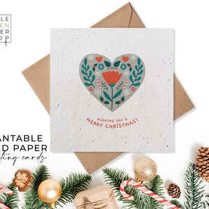 Cartoncini in carta con semi piantabili - Pace. Amore. Gioia. - Buon Natale - Natale, Amici, Famiglia, Saluti, Giardinaggio, Ecologico, Biodegradabile