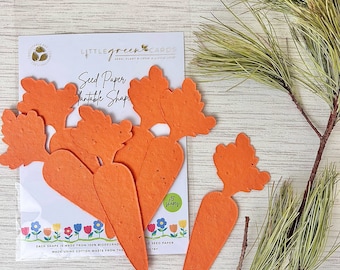 Assorted PLANTABLE seed paper SHAPES (pack of 15) Biodegradable Eco-Friendly - Orange Carrot