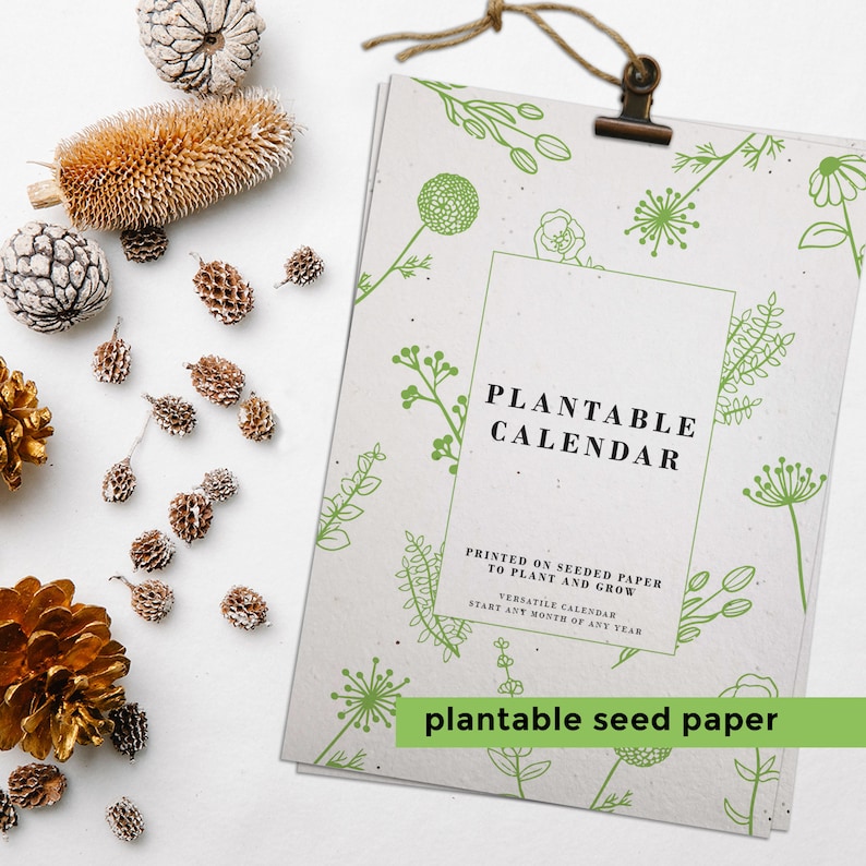 Seed Paper versatile PLANTABLE CALENDAR Grow Flowers, Christmas Gift, Luxury Present Idea Eco-friendly, Biodegradable, Sustainable image 1