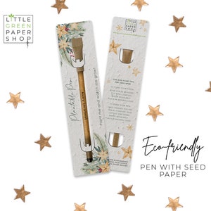 STYLO PLANTABLE - Stylo écologique avec graines, remplissage de sac de fête, plante après utilisation, culture de fleurs sauvages, biodégradable, cadeau de Noël écologique - Couronne étoilée