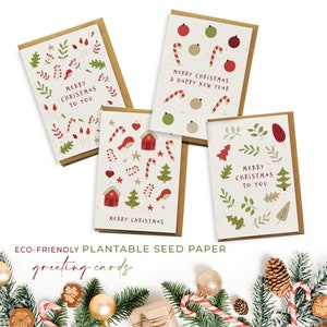 Lot de 4 cartes de vœux à planter en papier graine biodégradable respectueux de l'environnement - Manger, boire et être joyeux (lot de 4)