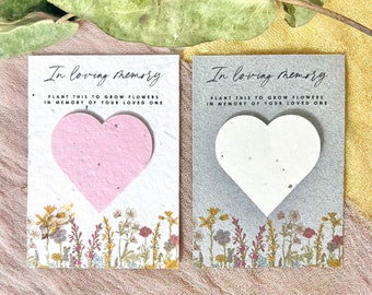 MEMORIAL CARD- Seed paper memorial cards with plantable heart - Wildflower