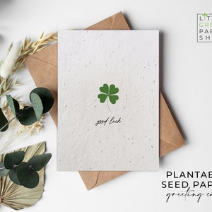 Pflanzbare Blumen SaatpapierKarten A6 - Viel Glück - Abschied, Neuer Job, süß, Freunde, Familie, Gruß, Garten, umweltfreundlich, biologisch abbaubar