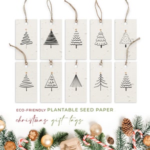Etiquetas de presente de papel com sementes plantáveis, ecológicas, biodegradáveis, de Natal - Rocking Around (pacote com 10)