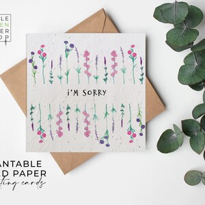 Papier de semences FLEUR, cartes en papier de semences, carte de semences imprimée, cadeau jardinage respectueux de l'environnement - Prairie d'été - Je suis désolé
