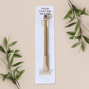 Bolígrafo para plantar con tarjeta de respaldo de papel plantable, regalo de boda, obsequio, papel de semillas biodegradable ecológico - Tu propio diseño
