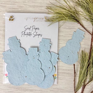Assorted PLANTABLE seed paper SHAPES (pack of 15) Biodegradable Eco-Friendly -  Blue Snowman