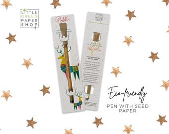 CANETA PLANTÁVEL - Caneta ecológica com sementes, enchimento de saco de festa, planta após o uso, cultivo de flores silvestres, presente ecológico de Natal - Scandi