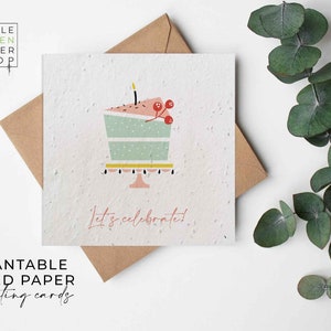 Pflanzenbare Blumen Saatpapier Karten - Happy Birthday - Gruß, Garten, Geschenk, Glückwunsch, Freunde, Familie, umweltfreundlich, biologisch abbaubar