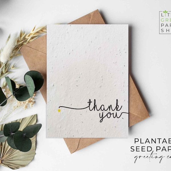 THANK YOU CARD Pack, Plantable Seed Cards, Retro Thank You Card, 100% Biodegradable & Eco-Friendly Wildflower Seed Cards With Envelopes