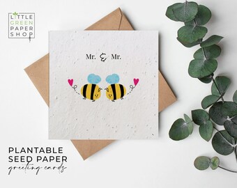 FLOWER Seed Paper, Seed Paper Cards, Wildflower Plantable Seed Card, Printed Seed Card, Eco-Friendly Gardening Gift - Mr & Mr
