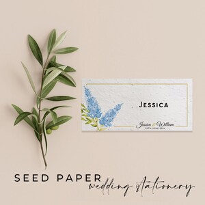 Plantable SEED PAPER Eco-friendly Sustainable Biodegradable Wedding Party Placecard Place Name - Summer Blooms