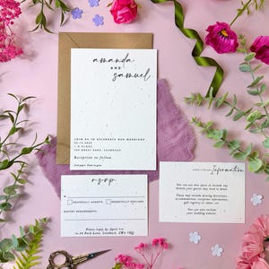 Plantable Wedding Invitations | Seed Paper Wedding Invites with Envelopes | Eco Friendly Biodegradable Stationery | Love Is In The Air