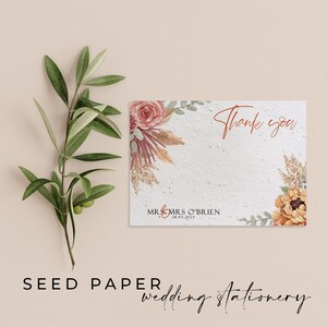 Pflanzbares SAMENPAPIER Umweltfreundliche nachhaltige biologisch abbaubare Hochzeit Dankeskarte - Blush