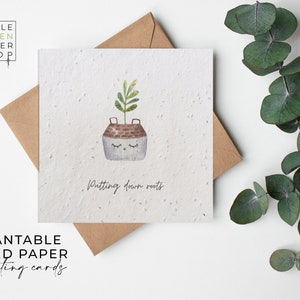 Cartões de papel com sementes de flores plantáveis - Nova casa - Parabéns, Saudação, Jardinagem, Trocadilho, Piada, Amigos, Família, Ecológico, Biodegradável