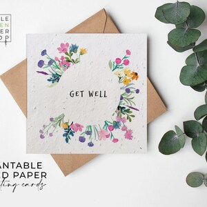 Papier de graines de FLEURS, cartes de papier de graines, carte de graines imprimées, cadeau de jardinage écologique - Summertime Meadow - Get Well