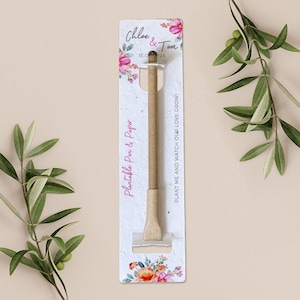 Bolígrafo para plantar con tarjeta de respaldo de papel para plantar, obsequio de boda, obsequio, papel de semillas biodegradable y ecológico - Bright Blooms