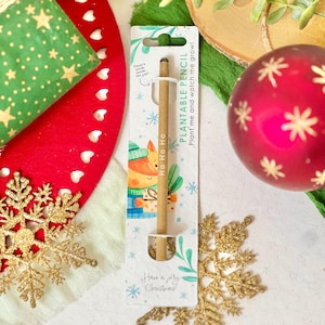 PLANTABLE PENCIL-Eco-friendly pencil with seeds, party bag filler, plant after use, grow wildflowers, eco xmas gift- Christmas Fun