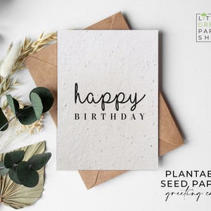 Cartes en papier de graines de fleurs plantables A6 - Joyeux anniversaire- Félicitations, Amis, Famille, Salutations, Jardinage, Écologique, Biodégradable