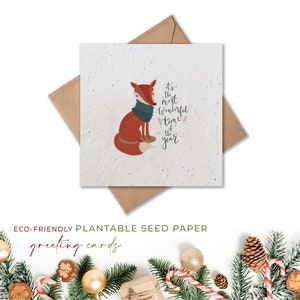 Pflanzenbare Blumen SaatpapierKarten - Wundervoller Fuchs - Frohe Weihnachten - Weihnachten, Freunde, Familie, Gruß, Gartenarbeit, umweltfreundlich, biologisch abbaubar