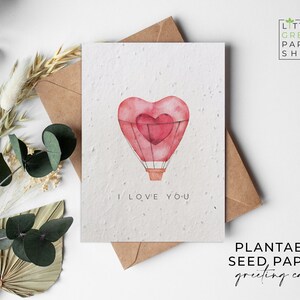 Carte di carta per semi di fiori piantabili A6 - Ti amo, San Valentino, Ragazza, Fidanzato, Moglie, Saluto, Giardinaggio, Ecologico, Biodegradabile