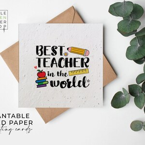 Papier semences FLOWER, cartes en papier semences, carte semences imprimées, cadeau de jardinage respectueux de l'environnement - Meilleur professeur du monde