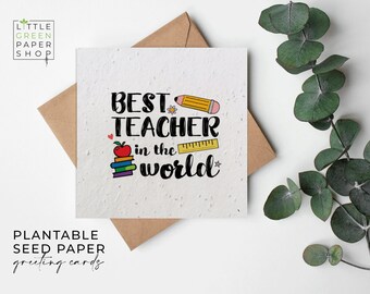 FLOWER Seed Paper, Seed Paper Cards, Printed Seed Card, Eco-Friendly Gardening Gift- Best Teacher in the World