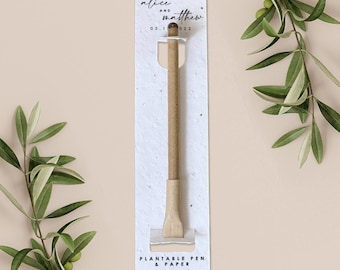 PLANTABLE PEN favour with plantable paper backing card, wedding favour, favor, eco-friendly biodegradable seed paper - Love is in the Air